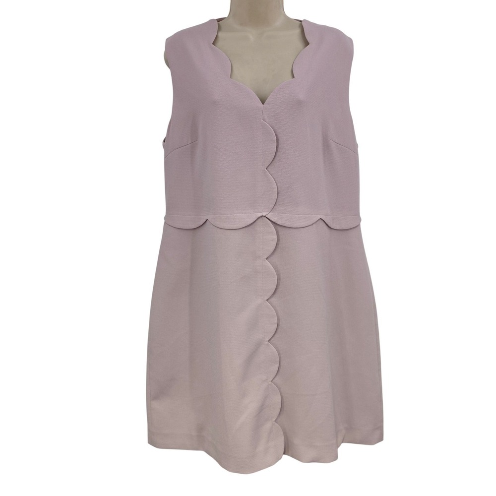 Ted Baker Dress Women M Pink Scallop Shift V Neck Sleeveless Lined Wedding Guest